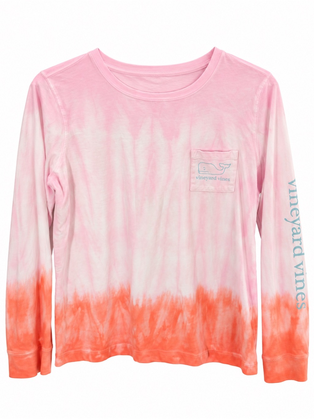 Vineyard Vines Pink & Orange Tie-Dye Long Sleeve Pocket Tee